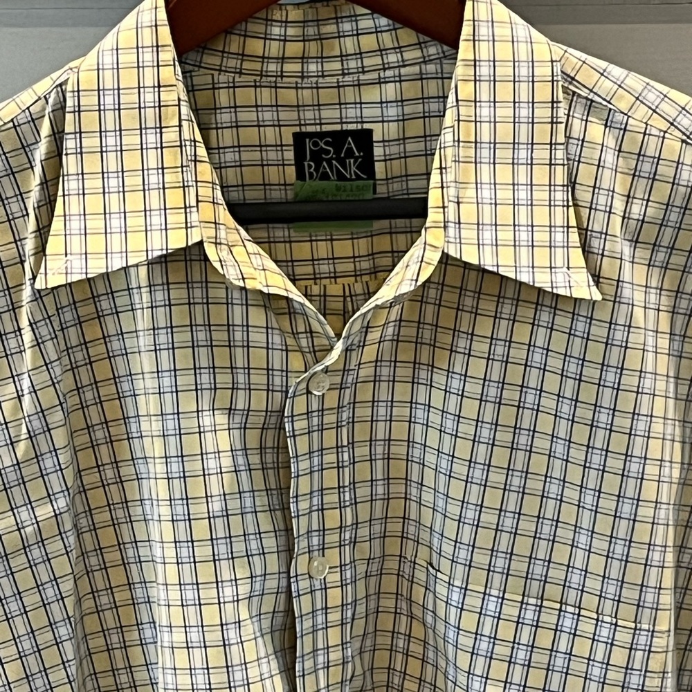 Jos. A. Bank Gray Classic Dress Shirt size XL yellow